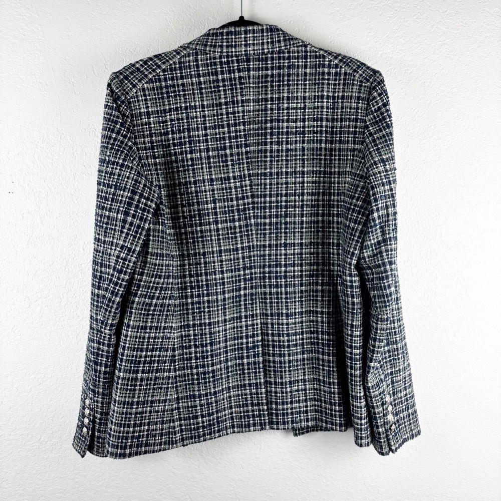 Veronica Beard Ada Cutaway Dickey Blazer Tweed Jacket in Navy Blue Multi Size 12 - Picture 6 of 6